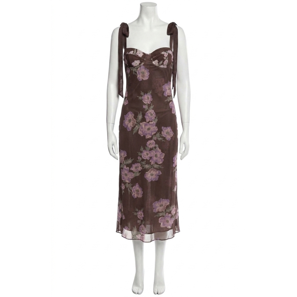 NEW FREE PEOPLE printed got glam slip dress in chocolate combo